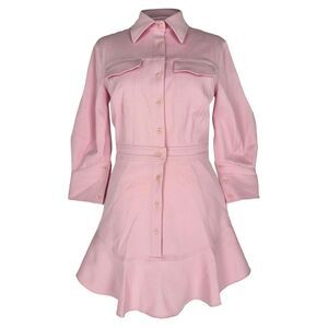 Brandon Maxwell Piqué Mini Shirt Dress in Pink Cotton